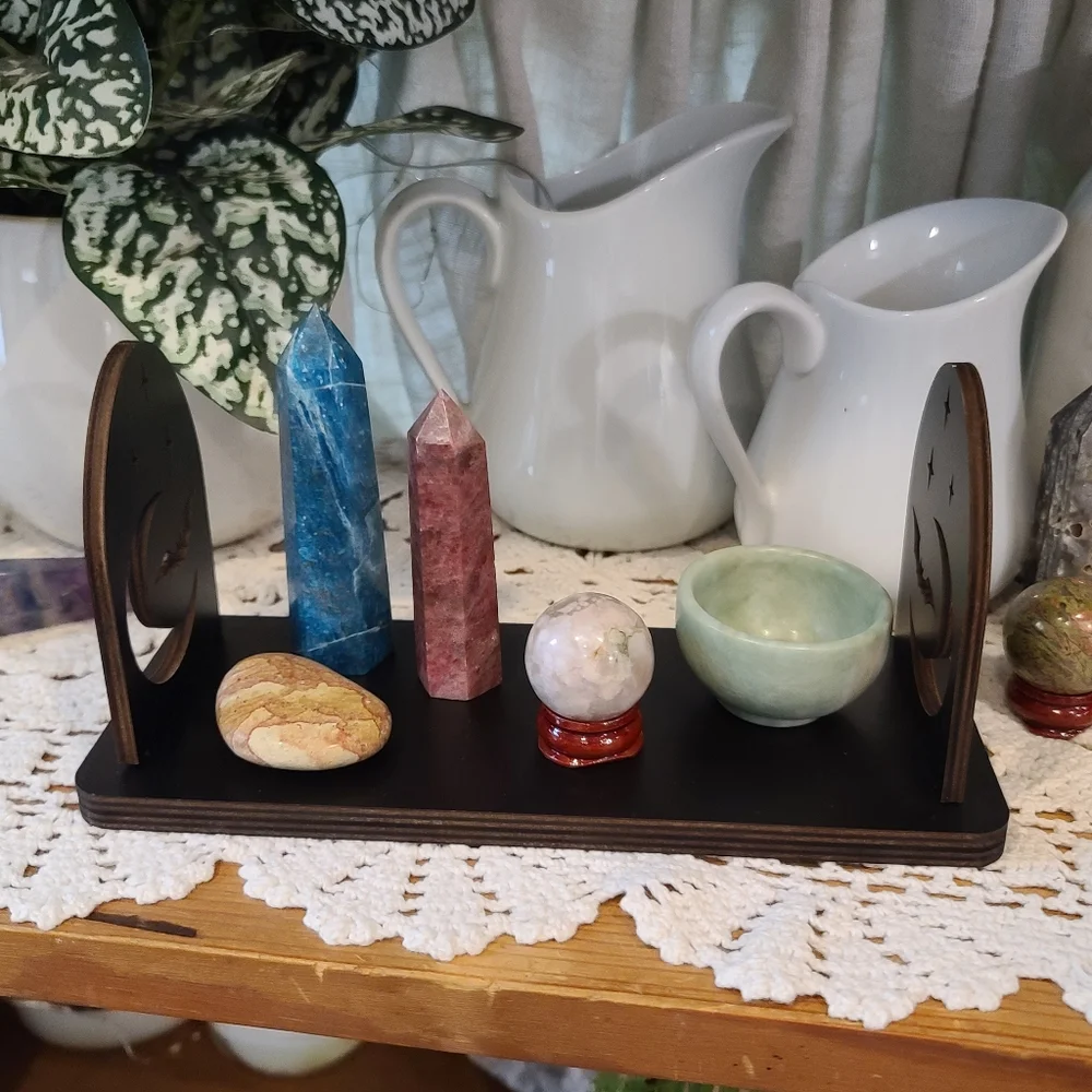Display Stand Moon and Bat Shelf Book Stand Crystal Display Shelf 8×3 inches